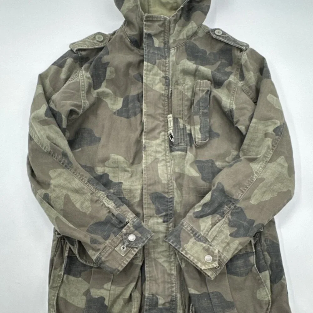 GAP Field Army Jacket Youth XXL 14 16 Camo Anorak Hooded Military Lined Canvas